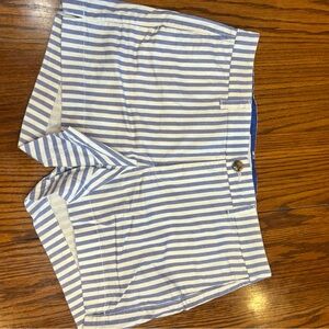 Blue and White Striped Men Shorts